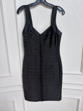 Calvin Klein Black Pleated Bandage Mini Dress